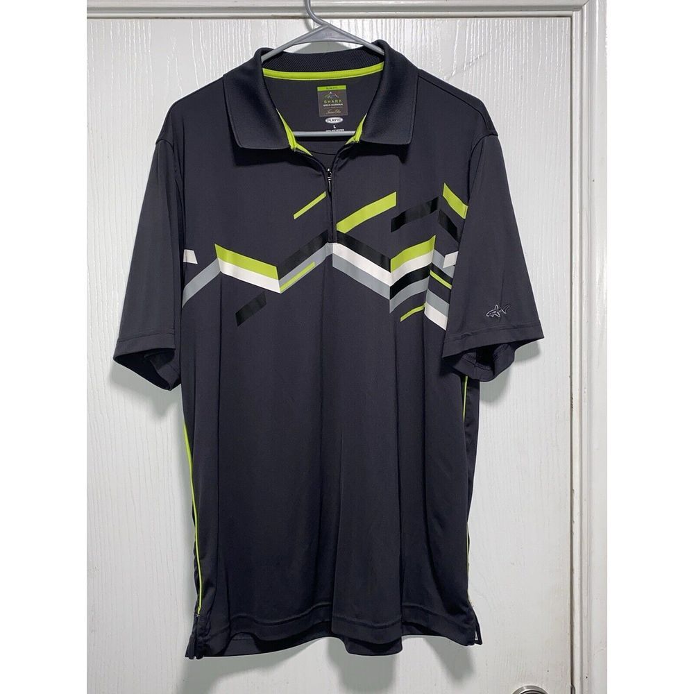 Greg Norman For Tasso Elba Black Large Play dry Polo 1/4 Zip Golf‎